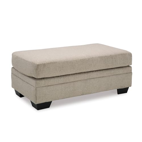 Image of Signature Design by Ashley Stonemeade Large Rectangular Coffee Table Ottoman, Chenille Fabric Upholstery for Living Rooms, Taupe, 44 inch W x 24 inch D, No Assembly Required