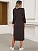 ANRABESS Womens 3/4 Long Sleeve Striped Slit Midi T Shirt Dresses with Pockets 2025 Dressy Casual Fall Fashion Travel Outfits Coffee X-Large
