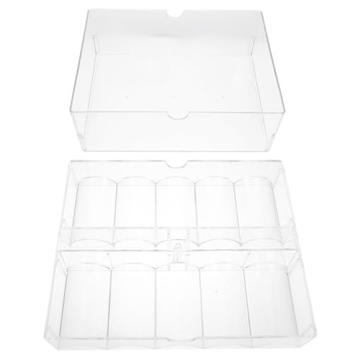 KICHOUSE Elegant Poker Chip Box 200 Yard Acrylic Poker Chip Holder Tray Flat Base for Easy Organization