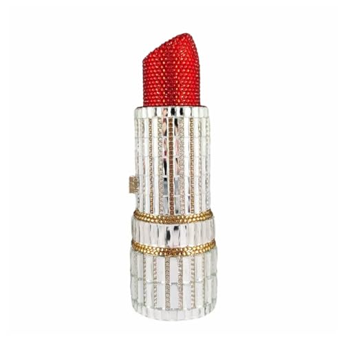 Image of Luxury Ladies Lipstick Shape Evening Clutch Rhinestone Shoulder Bag Crystal Evening Bag for Cocktail Prom