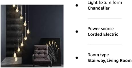 LED Chandelier Staircase Modern Water Drop Pendant Lighting for Villa Duplex Staircase Long Pendant Lamp