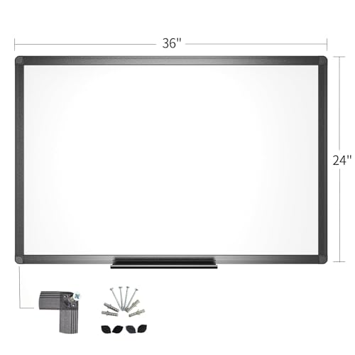 viz-pro magnetic dry erase white board 36 x 24 inches black aluminium frame