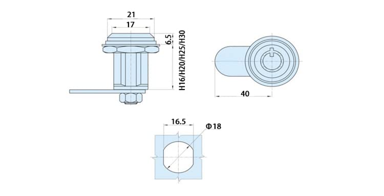 Blokada skrzynki pocztowej, Zamek do szafki 1x Zamek krzywkowy Okrągły klucz Skrzynka pocztowa Klucz KA lub KD Nakrętka cylindryczna 16/20/25/30 mm do skrzynki narzędziowej, zestawu medycznego, skrzyn