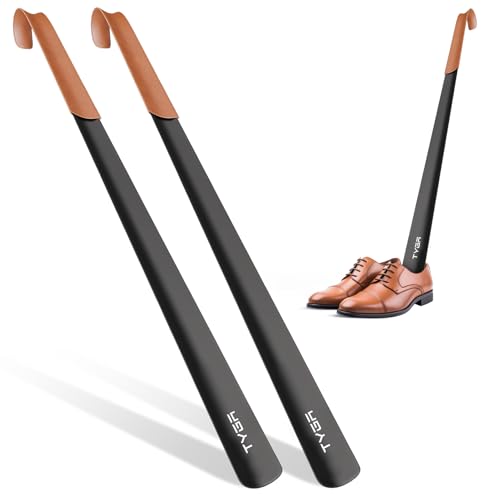 Calzador de metal largo TYGA de 58 cm negro con mango para adultos