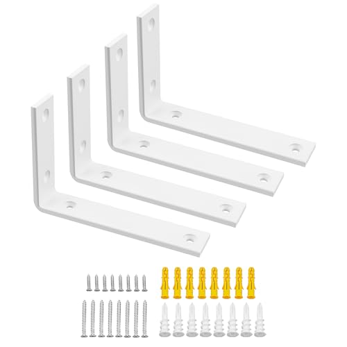 SAYAYO Escuadras para Estanterias de Alta Resistencia 150mm Escuadras Metalicas Soporte de Estantería de Pared Blanca 4 Piezas Soportes para Estanterías Flotantes Invisibles Capacidad de Carga 50 KG