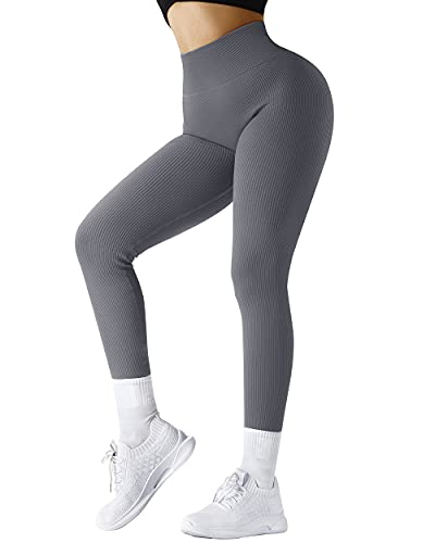 Image of SUUKSESS Women Ribbed Seamless Leggings High Waisted Workout Gym Yoga Pants 18