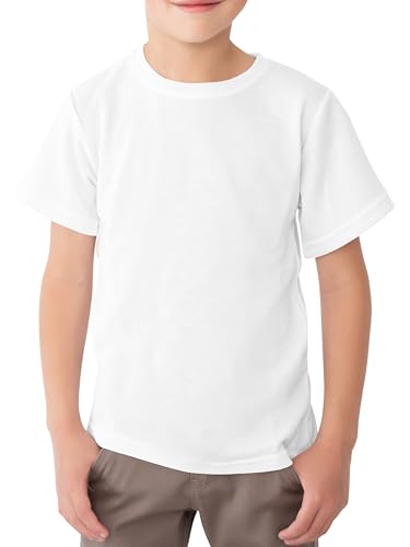 Image of Looks Divine Gift Kids T-Shirt Crew Neck Short Sleeve Boys Cotton T-Shirts Plain Tops for Childerns (UK, Age, 5 Years, 6 Years, Regular, White)