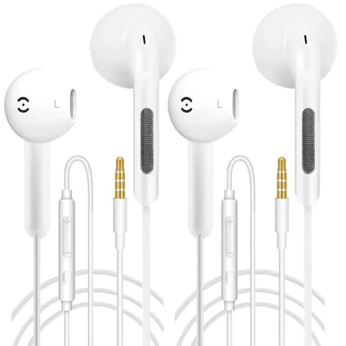 2 Pack Earphones Wired Headphones In Ear Wired Earbuds with Microphone Noise Isolating Headset remote sound control Compatible With iPhone Samsung Huawei Android Smartphones Tablets Laptops
