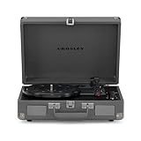 Crosley Cruiser Plus Toscadiscos De Vinilio con 2 Altavoces, Bluetooth In & out y AUX - Toscadiscos Vintage de 3 velocidades - para vinilos de 7', 10' y 12' - Portátil con Estuche Integrado - Gris