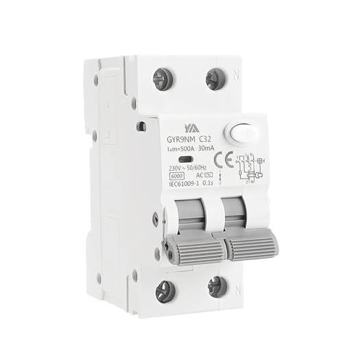 Disyuntor diferencial GYR9NM 230 V, 2P y 4P, con protección contra sobrecorriente y cortocircuito, MCB for riel DIN, máx. 40 A(30mA,2P 10A)
