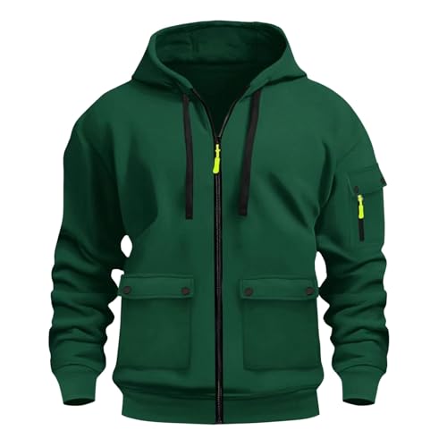 Cargo Hoodie for Men Vintage Trucker Hoodies Long Sleeve Sweatshirts Zip up Fleece Sweat Shirts Tactical Jackets 20252