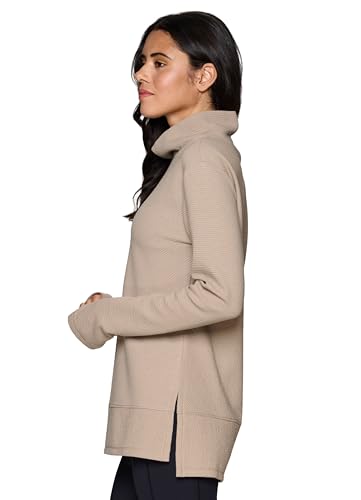 RBX Active Women's Ultra Soft Quilted Cowl Neck Pullover Sweater, Lightweight Mock Neck Tunic Sweatshirt with Thumbholes4