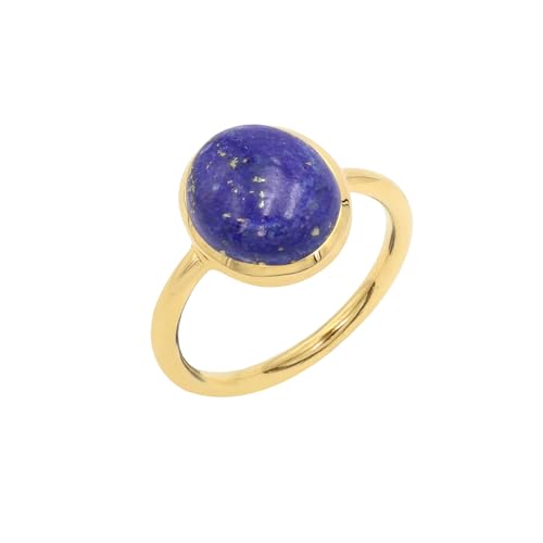 Bague en argent 925 et lapis-lazuli véritable avec placage d'or 18k durable pour femme