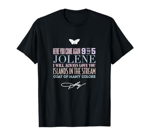 Dolly Parton Greatest Hits Unisex Adults Black Cotton Polyester Short Sleeve Crew Neck T-Shirt Small