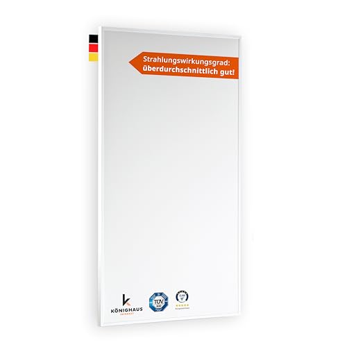 Könighaus Infrarotheizung - 600 Watt mit TÜV SÜD + 5 Jahre Herstellergarantie ✓ Doppelter Überhitzungsschutz ✓ Heizkörper in 2-4 min auf Betriebstemperatur ✓ Für Wandmontage ✓