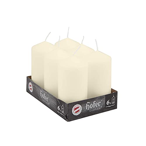 Hofer Unscented Pillar Candles, Ivory, 60 x 120 mm, Set of 18 Decorative Candles, 39 Hours Long Burning Time, Dripless - Image 4