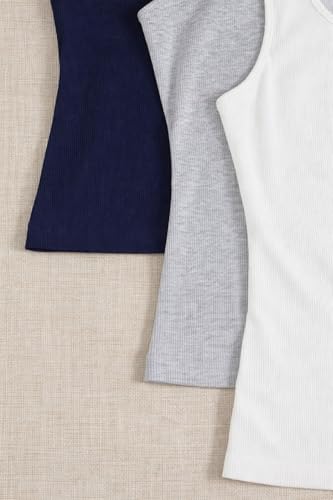 Image of Women's 1x1 Rib Cotton Stretch Tank Top Sleeveless Basic Vest Pack of 3