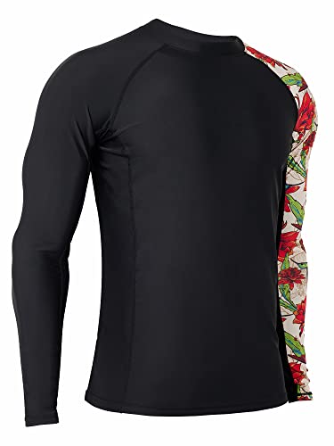 Image of HUGE SPORTS Men's Rash Guard Long Sleeves UPF 50+ UV Sun Protection Quick Drying Splice Compression Swim Shirts