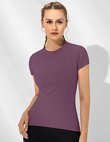 Image of Loovoo Women Workout Shirts, 1 /2 /3 Pack Short Sleeve Compression Tee | Tight Fit Gym Basic Tops, Athletic Quick Dry Crew Neck 4-Way Stretch, Flat Seams Ideal for Yoga, Gym, Running and Daily Wear