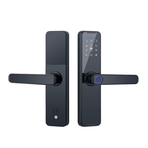 APP Remote Control Smart Fingerprint Card Password Code Lock With Key 5050 Lock Mortise(Black TTLock 125x22)