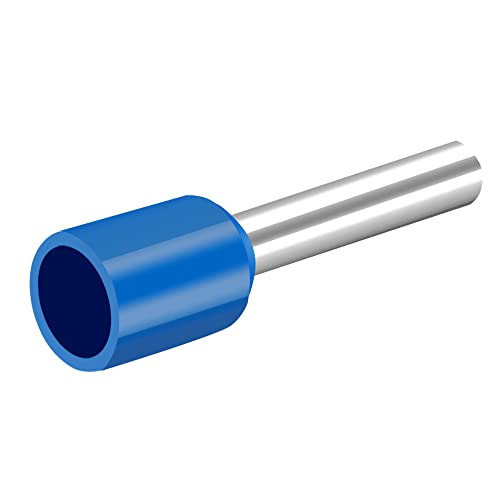 Heschen Cord End Terminal, E7508, AWG20 / 0.75mm², Wire Copper Crimp Connector, Vinyl Insulated, Blue, Pack of 1000 - Image 2