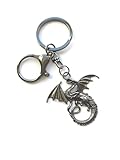 LARGE KEYRING - Flying Dragon - Split Ring And Trigger Clasp. Key Ring. (Gun Black) - Image 1