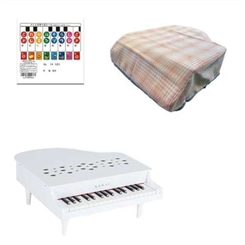 カワイ ミニピアノ KAWAI 河合楽器 トイピアノ 32鍵 ホワイト 1162 ドレミシール DN-1 専用カバー 3点セット (MKC-32 ピンク)