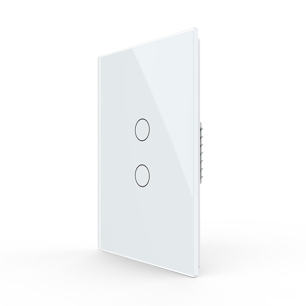LIVOLO Modern Electrical Light Switch Tempered Glass Panel Single Pole Wall Touch Light Switch with Led Indicator,No Neutral Wire,2 Circles 1 Way (