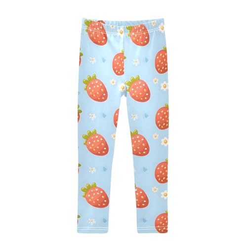 Strawberries Daisies Girls Leggings Soft Stretch Workout Yoga Dance Pants for Kids Casual Tights