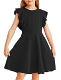 Tutu Dreams Flutter Sleeve A-Line Swing Flared Party Dress for Girls 6-14 Years Birthday Wedding Hol
