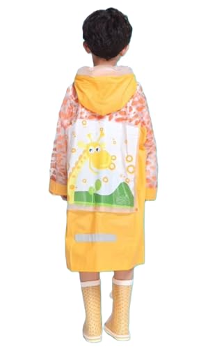 Image of Zacharias Boy's & Girl's Kids PVC Waterproof Long Raincoat with School Bag Cover No.517 (Yellow Pack of 1)