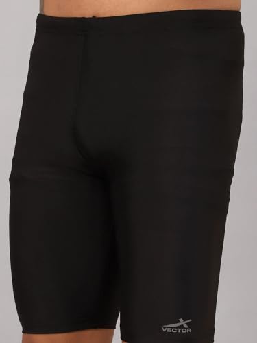 Image of Vector X Unisex Adults Compression Bottom Sports Sports Shorts Body fit Ideal for Cycling,Swimming, Skating, Gym, Fitness (S) Black