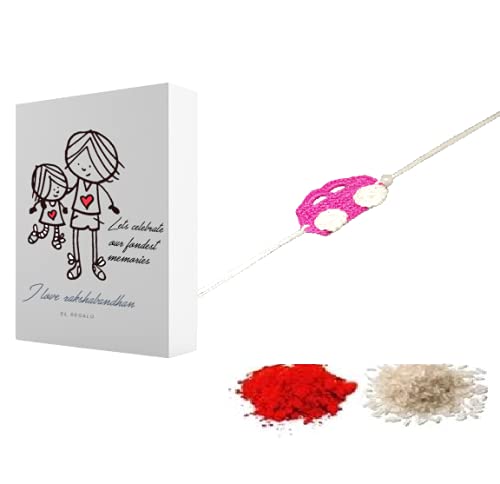 El Regalo Kids Rakhi- Crochet handmade Rakhis for Little Brother/Niece/Nephew Soft, Knitted Crochet Rakhis with Cartoon Characters- for Kids/Babies/Toddlers (Pink Car Kids Rakhi) (B097VBZ8HV) Amazon Price History, Amazon Price Tracker