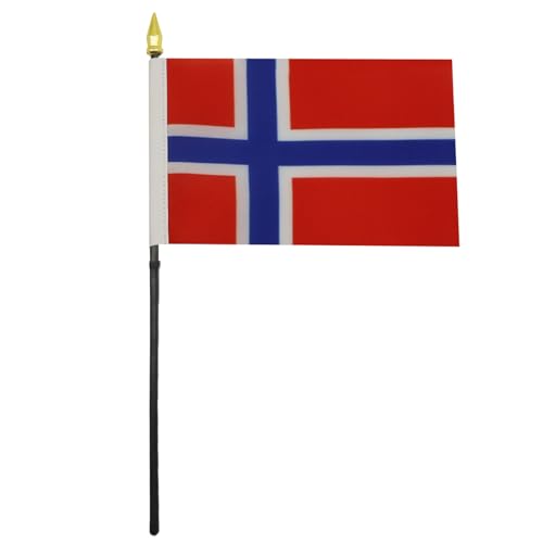 AZ FLAG - Tischflagge Norwegen - 15x10 cm Goldene Splitze - Norwegische Tischfahne 10 x 15 Cm - Flaggen