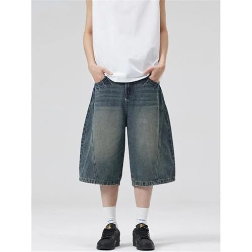 Unisex American Retro Jeans Vintage Streetwear Capri Pants3