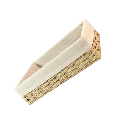Unomor Storage Basket Rattan Vanity Tray Dining Utensils Holder Woven Serving Basket Snack Storage Household Sundries Basket Household Desktop Basket Woven Storage Organizer Beige Paper