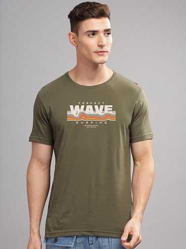 Image of ADRO Mens Printed T Shirt | The Super Soft Tshirt in India| Pure Cotton Lycra Breathable Fabric| 4 Way Stretch smart tech Fabric| Round Neck T-Shirt (Also in Plus Size) RN25-ST-WAVE-NB