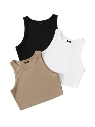 Image of Tops for Women Crop Top for Women's Tank Activewear Tee Sports Western Casual Cotton Camisole Pack of 3 Combo