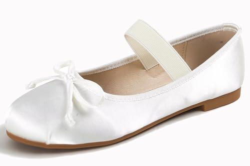 Hee grand Women's Cute Round Toe Ballerina Flats Bowknot Mary Jane Shoes Comfort Dancing Shoes Elegant Satin Dress Shoes2