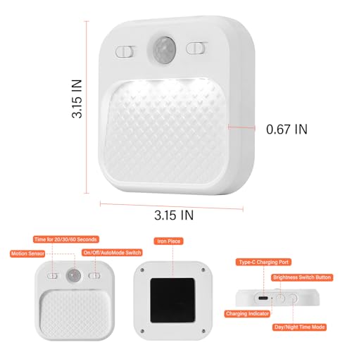 Image of ZSLAIFU Rechargeable Motion Sensor LED Night Lights Dimmable Cabinet Lighting with Adjustable Timer 3 Color Temperatures Ideal for Stairs Hallways and Children's Rooms