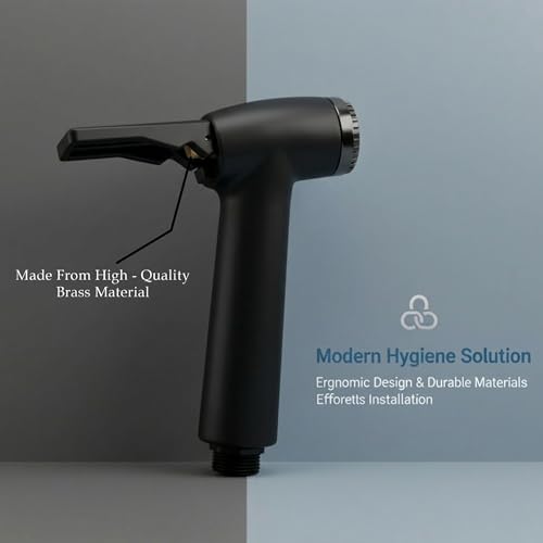 Image of Acetap Plastic Black Polished Handheld Bidet Sprayer - Durable High-Pressure Plastic Hygiene Spray with Smooth Trigger & Leak-Proof Design