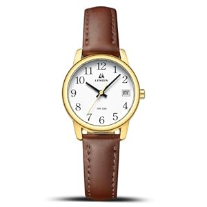 LN LENQIN Ladies Watches Analog Quartz Watch for Women Waterproof Women’s Wrist Watches Easy Reader Womens Watch with Leather Strap
