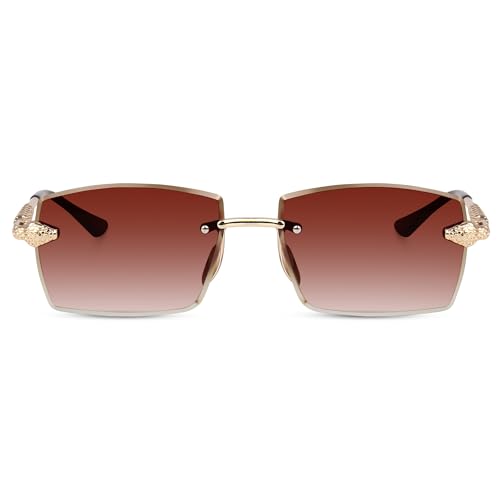Image of Dervin UV Protected Retro Rectangular Rimless Sunglasses for Men and Women