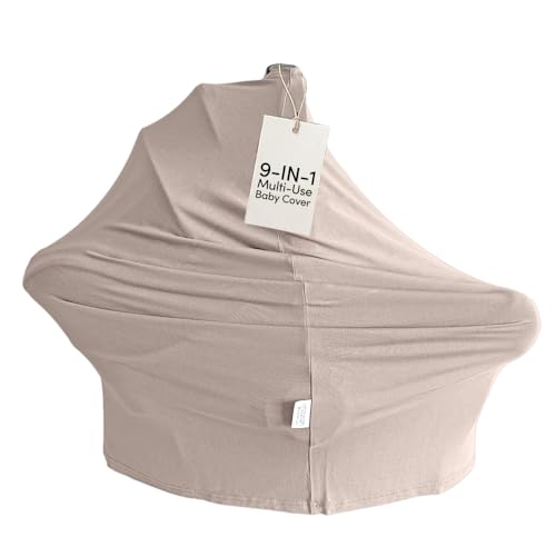 Image of MOZAH Baby Multi-Use Cover: 9-in-1 Car Seat Covers Canopy Cover, Breathable Breastfeeding Cover, Stroller Cover & More, Boys & Girls Shower Gifts (Warm Taupe)