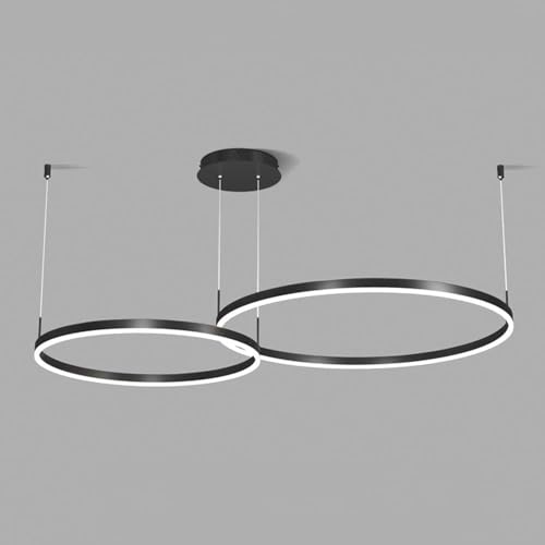 Lámpara LED de aluminio moderna de 2/3 anillos, lámpara de comedor con atenuación continua, luz de techo colgante lineal moderna de altura ajustable, Lámpara de araña