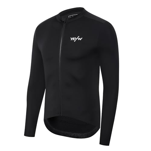 Image of YKYWBIKE Cycling Jersey Men Aero Race Fit, Road Bike Jersey Short Sleeved Moisture Wicking, Breathable,Zip Pocket,UPF50+