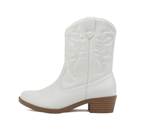 Soda RENO-2 Kids/Girls/Children Western Cowboy Stitched Pointe Toe Low Heel Ankle Mid Shaft Fashion Boots