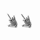 1 Pairs Stainless Steel Skull Hand Skeleton Bone Stud Earrings Middle Finger Shaped for Men Women Punk Rock Jewelry