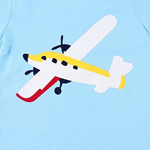 Image of Little Boys Short Set Pajamas for Boys 100% Cotton Toddle Firetruck Dinosaur Sleepwear Summer Clothes Size 2-7T