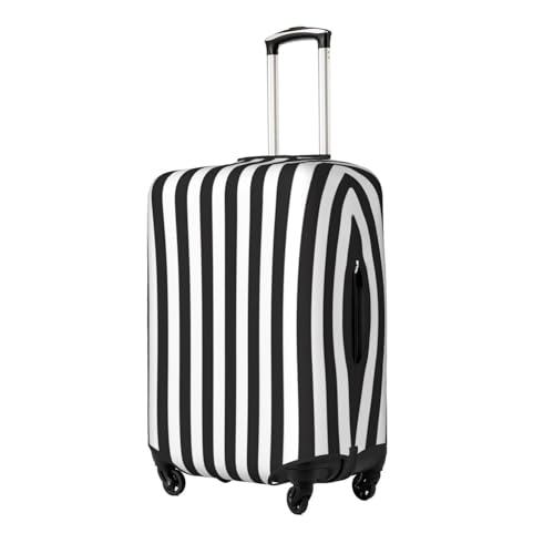 Black & White Stripe Print Suitcase Cover Luggage Protector Washable Elastic Fashionable Travel Gear Cover2